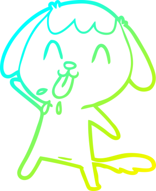 Bir insan tarafından çizilmiş şirin bir çizgi köpeğin soğuk gradyan çizgisi.