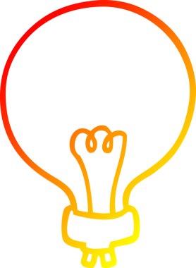 Bir insan tarafından çizilen çizgi film ampulünün sıcak gradyan çizimi