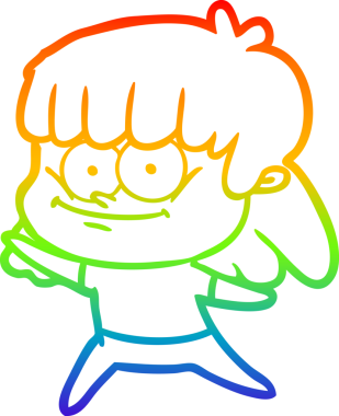 Bir insan tarafından çizilmiş gülümseyen bir karikatür çizimi.