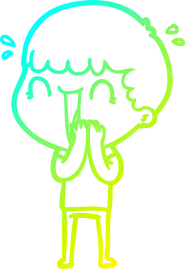 Bir insan tarafından çizilmiş gülen bir çizgi film karakterinin soğuk gradyan çizgisi.