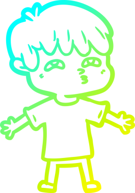 Bir insan tarafından kafası karışmış bir çizgi film karakterinin soğuk çizgi çizimi