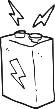 Bir insan tarafından çizilmiş siyah beyaz bir batarya.