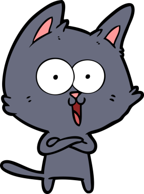 Bir insan tarafından çizilmiş komik çizgi film kedisi.