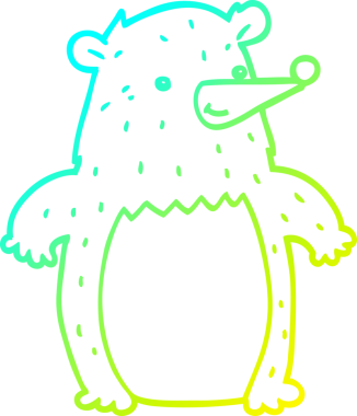 Bir insan tarafından çizilen çizgi film ayısının soğuk gradyan çizgisi.