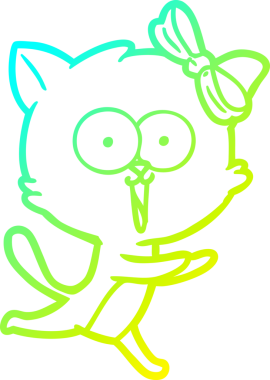 Bir insan tarafından çizilen çizgi film kedisinin soğuk gradyan çizgisi.