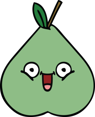 Bir insan tarafından çizilmiş yeşil armut karikatürü.