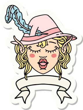 Şarkı söyleyen bir elf karakterinin çıkartması. İnsan tarafından çizilmiş bir pankartımız var.