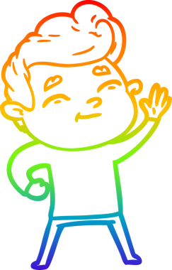 gökkuşağı gradyanı çizimi bir insan tarafından çizilmiş mutlu bir çizgi film adamı