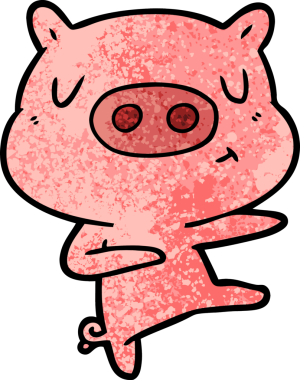 Bir insan tarafından çizilmiş çizgi film içerikli domuz dansı.