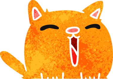 Bir insan tarafından çizilmiş sevimli kawaii kedisinin serbest çizimi.