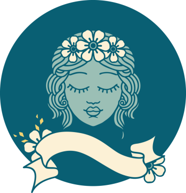 Bir insan tarafından çizilmiş gözleri olan bir bakirenin bayrağıyla dövme stili simgesi