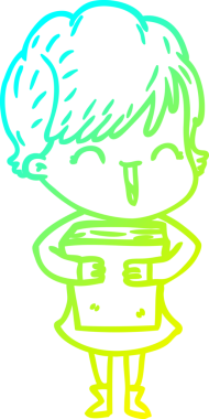 Bir insan tarafından çizilmiş gülen bir karikatür çizimi.