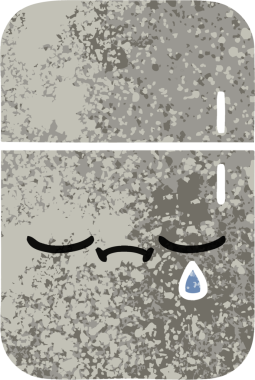 Bir insan tarafından çizilmiş buzdolabının retro çizim tarzı karikatürü.