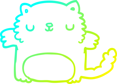 Bir insan tarafından çizilen çizgi film kedisinin soğuk gradyan çizgisi.