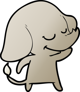 Bir insan tarafından çizilmiş gülümseyen bir fil.