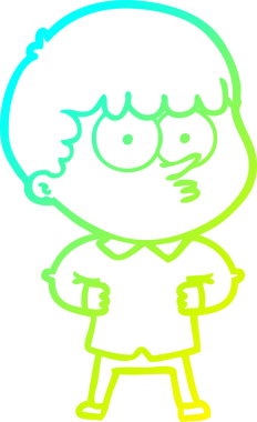 Bir çizgi film karakteri çizen soğuk gradyan bir insan tarafından çizilmiş meraklı çocuk.