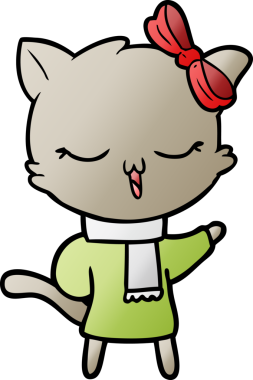 Bir insan tarafından çizilmiş kafasında yay olan çizgi film kedisi.