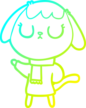 Bir insan tarafından çizilmiş şirin bir çizgi köpeğin soğuk gradyan çizgisi.