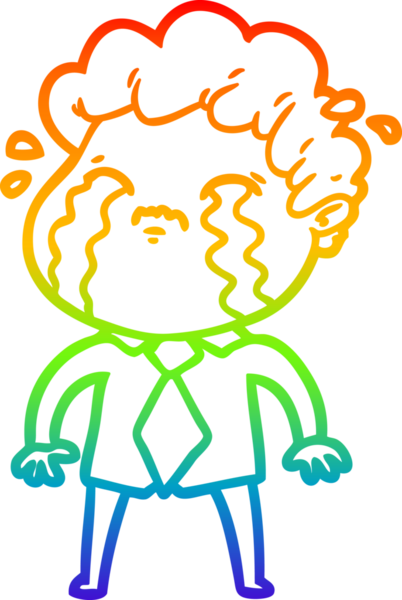 Gökkuşağı gradyan çizimi bir insan tarafından çizilmiş ağlayan bir karikatür adamı çiziyor.