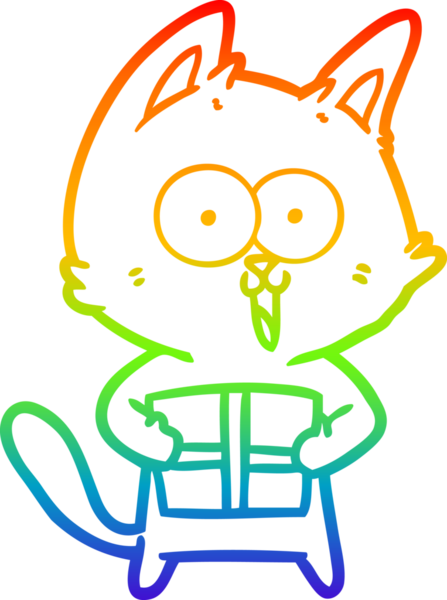 gökkuşağı gradyan çizimi bir insan tarafından çizilmiş komik bir çizgi film kedisi