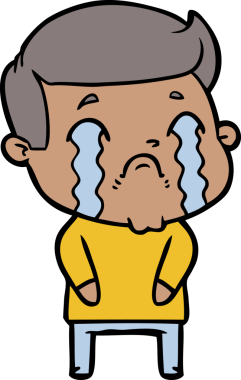 Bir insan tarafından çizilmiş ağlayan çizgi film adamı.