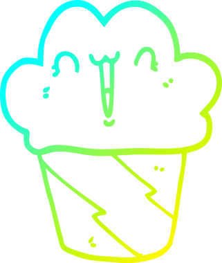 Bir insan tarafından çizilmiş soğuk gradyan bir çizgi film keki çizimi