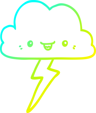 Bir insan tarafından çizilmiş bir karikatür fırtına bulutu çizimi