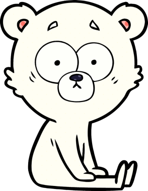 Bir insan tarafından çizilmiş gergin bir kutup ayısı çizgi filmi.