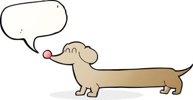 bir insan tarafından çizilmiş konuşma balonlu çizgi film dachshund 'u