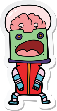 Bir insan tarafından çizilmiş robot karikatür çıkartması.