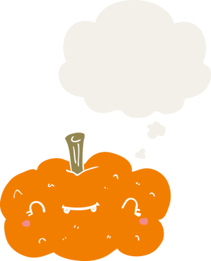 insan tarafından çizilmiş düşünce baloncuklu çizgi film balkabağı