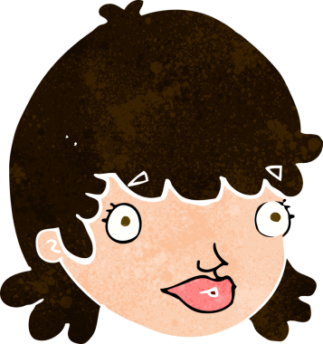 Bir insan tarafından çizilmiş, şaşırmış bir kadın yüzü.