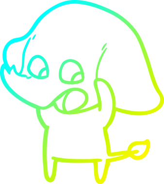 Bir insan tarafından çizilmiş şirin bir filin soğuk gradyan çizgisi