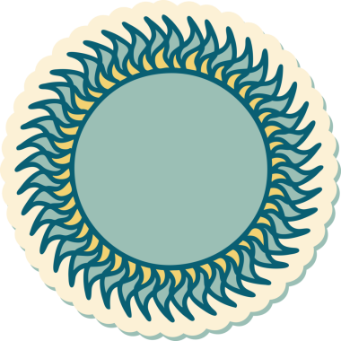 Bir insan tarafından çizilmiş geleneksel güneş şeklinde dövme çıkartması.