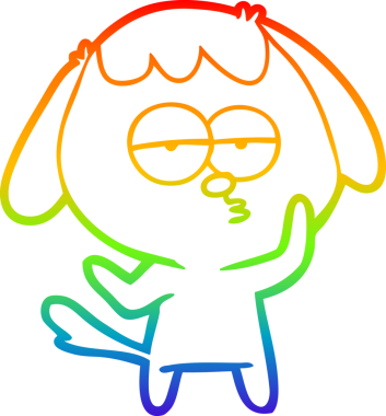 gökkuşağı gradyan çizgi çizimi bir insan tarafından çizilmiş yorgun bir köpek