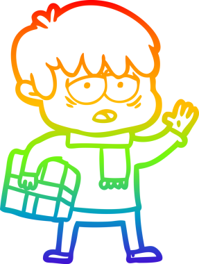 gökkuşağı gradyan çizgi çizimi bir insan tarafından çizilmiş bitkin bir çocuk