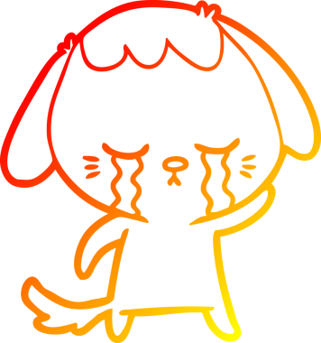 Bir insan tarafından çizilmiş, ağlayan bir köpeğin sıcak çizgi çizgisi.