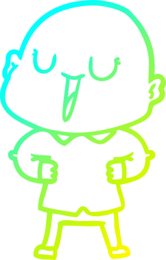 Bir insan tarafından çizilmiş, mutlu, kel bir adamın çizdiği soğuk çizgi.