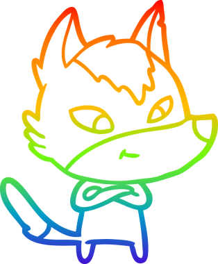 Gökkuşağı gradyan çizgisi. Bir insan tarafından çizilmiş dost bir kurt çizgi filmi.