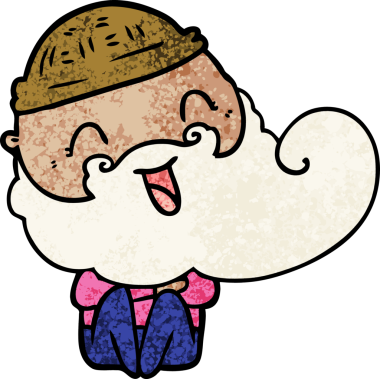 Bir insan tarafından çizilmiş mutlu sakallı adam.