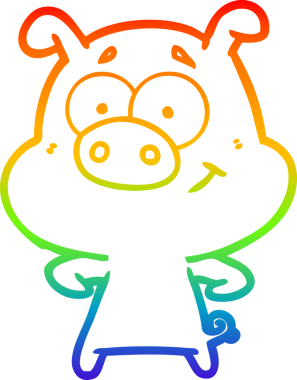 gökkuşağı gradyan çizimi mutlu çizgi domuz çizimi bir insan tarafından çizilmiş