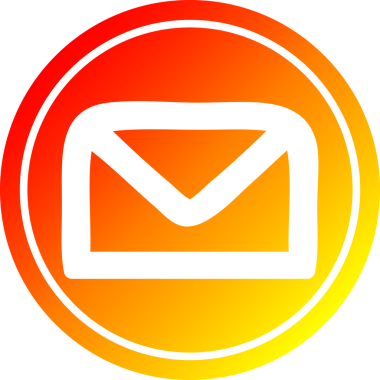 Bir insan tarafından çizilen sıcak gradyan bitiş ile zarf harfi dairesel simgesi