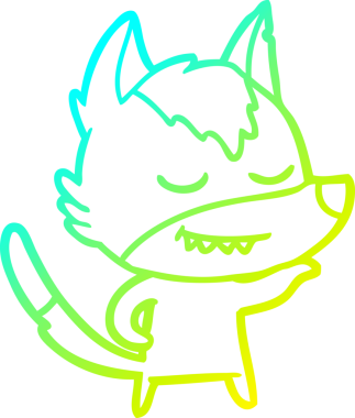 Bir insan tarafından çizilmiş dost canlısı bir kurt çizgi çizimi.