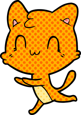 Bir insan tarafından çizilmiş mutlu bir kedi.