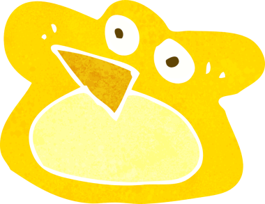 Bir insan tarafından çizilmiş komik çizgi film kuşu.