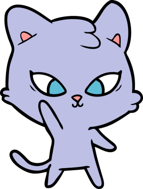 Bir insan tarafından çizilmiş sevimli çizgi film kedisi.