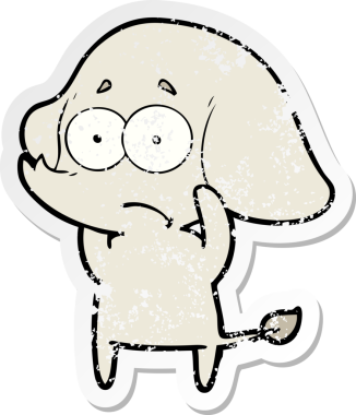 Bir insan tarafından çizilmiş belirsiz bir filin sıkıntılı çıkartması.