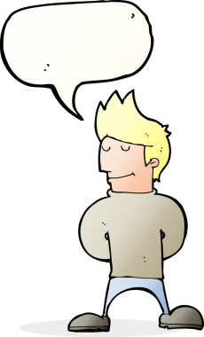 Bir insan tarafından çizilmiş konuşma balonlu mutlu adam çizgi filmi.