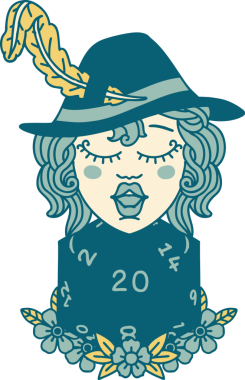 Bir insan tarafından çizilmiş 20 zarlı Retro Dövme Tarzı insan ozanı