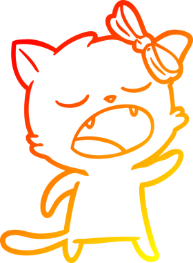 Bir insan tarafından miyavlanan çizgi film kedisinin sıcak çizgi çizimi